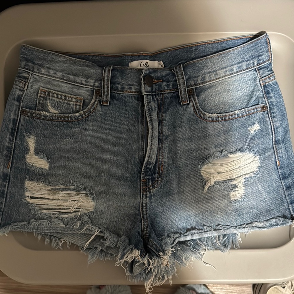 Distressed Denim Shorts